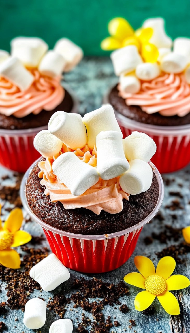 Marshmallow Cupcakes {Flower Pot}