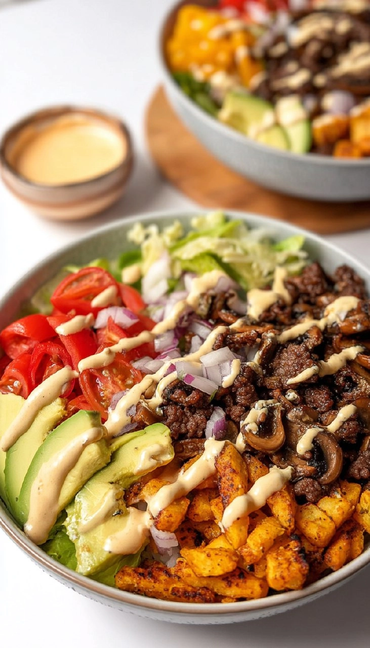 High Protein Loaded Burger Bowls