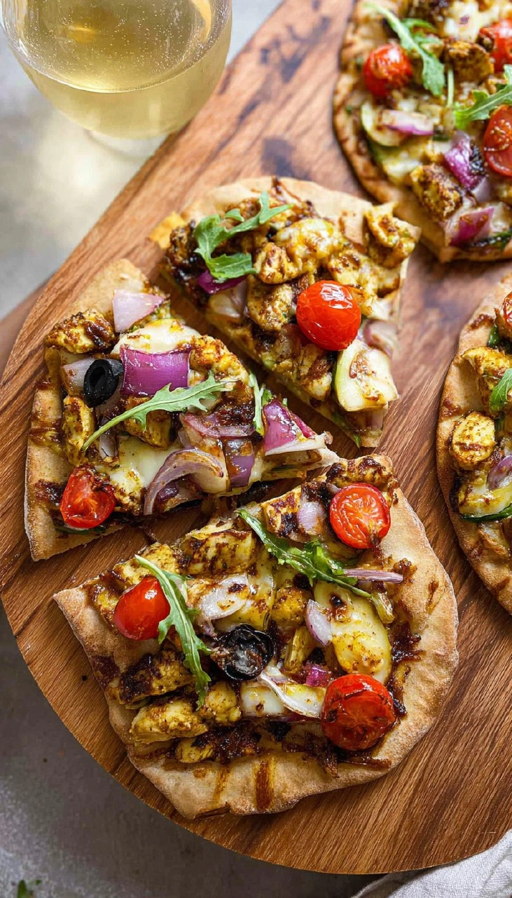 20-Minute Mediterranean Chicken Pizzas