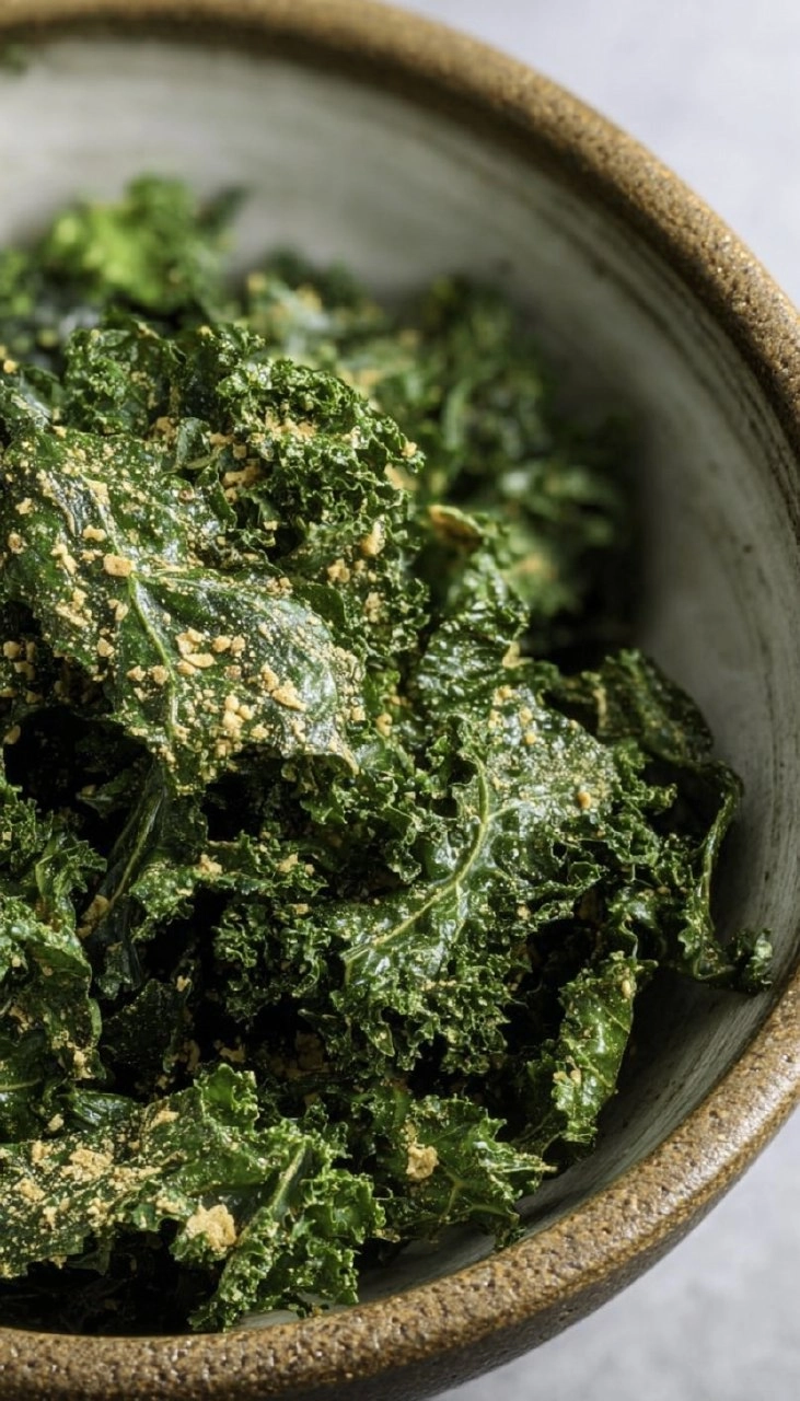 Crispy Cheesy Kale Chips Made with Nutritional Yeast