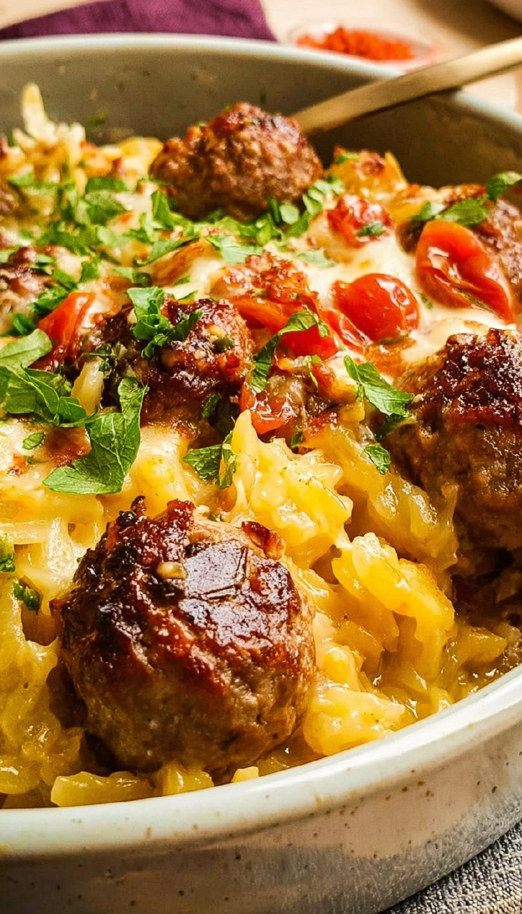 Mediterranean Meatball Casserole Dump and Bake