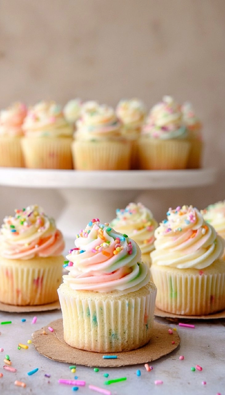 Rainbow Funfetti Cupcakes